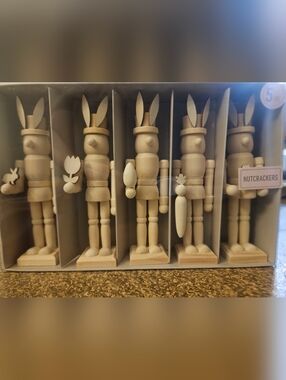 Natural Wood Bunny Nutcracker Set - Unbranded